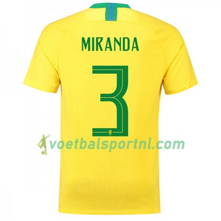 Brazilië Miranda 3 Thuis Shirt WK voetbal 2018